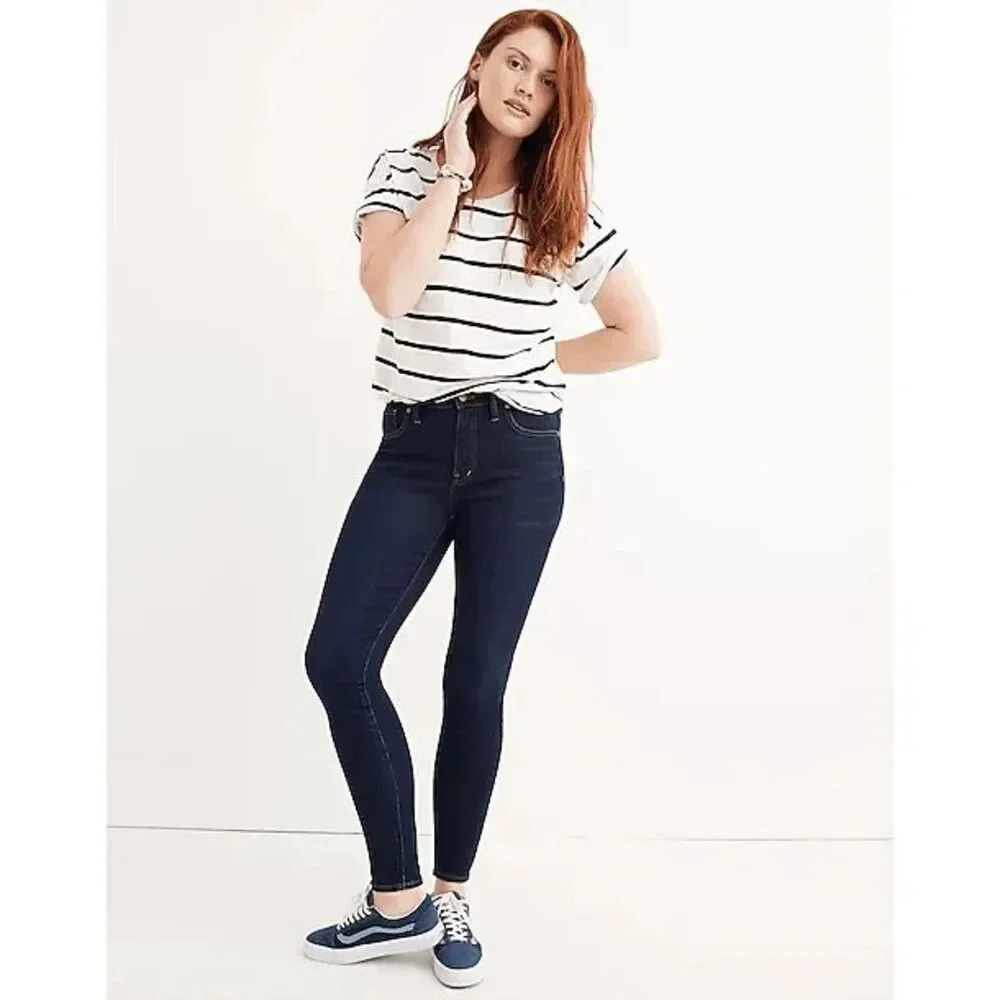 Madewell Womens Skinny Jeans Size 25 Blue 9" Mid-Rise Dark Wash Denim Stretch‎